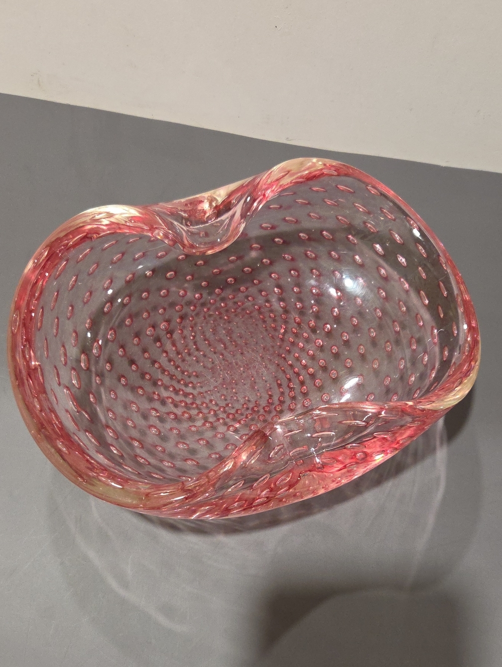 Controlled Bubble Art Glass Dimple Bowl - Murano?